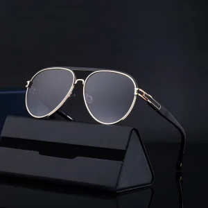 Custom Logo Aviation Double-Bridge Metal Frame UV400 Sunglasses for Men