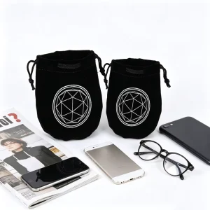 Custom Logo Black Velvet Drawstring Dust Bag for Glasses, Mobile Phones, and Gadgets