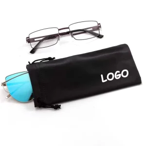 Custom Logo Eyeglass Soft Cloth Pouch Printed White Gray Black Soft Eyeglasses Bag Microfiber Sunglasses Pouch