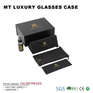 Custom Logo Eyewear Packaging Set with Pouch, Cleaning Cloth, Folding Sunglasses Box