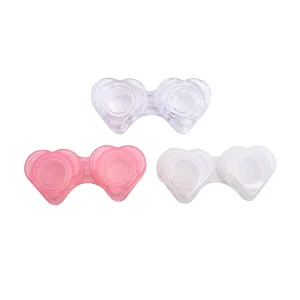 Custom Logo Heart Shaped Contact Lens Case PP Plastic Storage Box for Travel