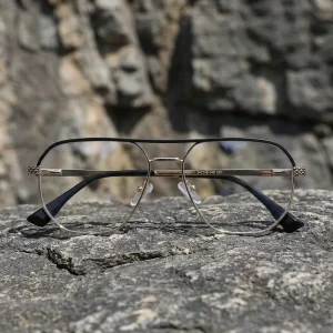 Custom Logo Men’s Metal Optical Eyeglass Frames Double Bridge Full Rim Men’s Optical Frames Wholesales