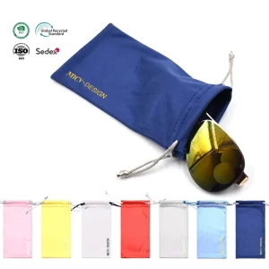 Custom Logo Microfiber Drawstring Glasses Pouch Portable Dustproof Eyeglass Holder