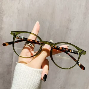 Custom Logo OEM ODM Stylish Eyeglass Retro Solid Optical Glasses Unisex Rimless Frames Lightweight Daily Glasses Case