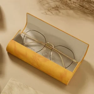 Custom Logo PU Leather Eyewear Case Iron Frame Hard Optical Storage Glasses Case