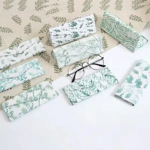 Custom Logo PU Leather Foldable Sunglasses Case Eyeglass Box Eyewear Organizer for Reading Glasses and Sunglasses