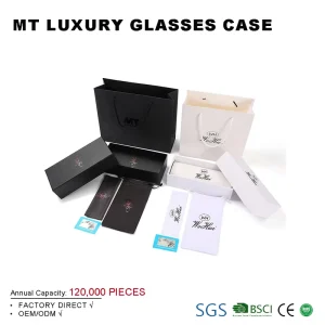Custom Logo PU Leather Folding Sunglasses Case with Printed Optical Packaging