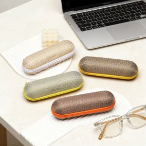 Custom Logo Portable Zipper EVA Glasses Case Anti-Shock Polka Dot Fabric Travel Case