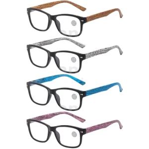 Custom Logo Reading Glasses Anti Blue Light Spring Hinge Retro Wood Pattern Frame Prescription Readers for Women Men