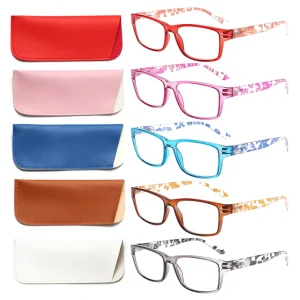 Custom Logo Retro Rectangle Frame Durable High Quality Anti Blue Light Transparent Lenses Multicolored Fashion Reading Glasses