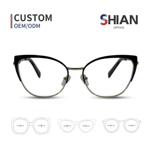 Custom Logo Women’s Cat-Eye Full-Rim Lightweight Metal Eyeglass Frames For Daily Wear
