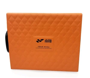 Custom MDF Wood Orange PU Leather Multi-Layer Gift Box with Drawers