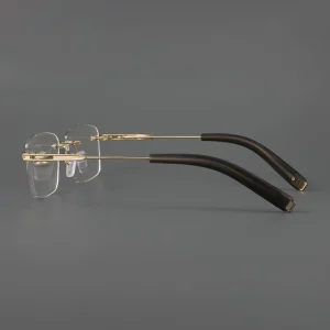 Custom Men’s Titanium Rimless Prescription Eyeglass Frames