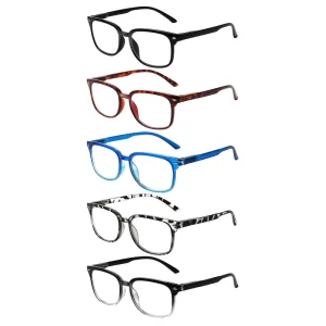Custom PC Square Anti Blue Light Reading Glasses with Spring Hinges, Multicolor, Unisex