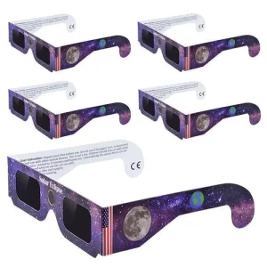 Custom Paper 3D Solar Eclipse Glasses Mirror Lenses Rectangle Style with Glasses Case