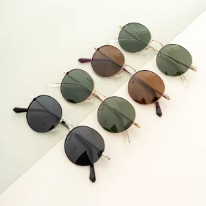 Custom Polarized Fashionable Lightweight Sunglasses for Men Women Retro Round Metal Solar Spectacles UV Protection