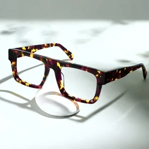 Custom Prescription-Lens Square Acetate Eyeglass Frames Women Men