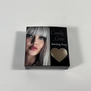 Custom Printed Black Contact Lens Packaging Box with Heart-Shaped Window for Color Contact Lenses