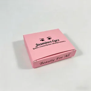 Custom Printed Pink Cosmetic Packaging Boxes with Eye Graphic and Brand Logo for False Lashes and Contact Lenses