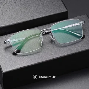 Custom Pure Titanium Medical Prescription Lenses Mens Half Rim Frame Eyewear Spectacle Eye Glasses Eyeglasses Optical Frame