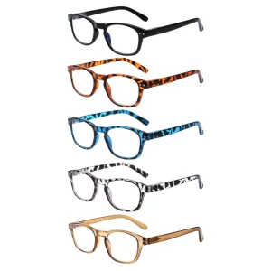 Custom Retro Multi-Color Square Anti-Blue Light Reading Glasses with Spring Hinges