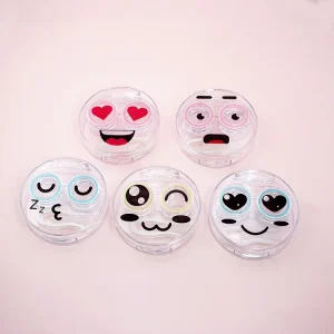 Custom Shape Solid Pattern Transparent Hard PS Contact Lens Case for Storage and Decoration