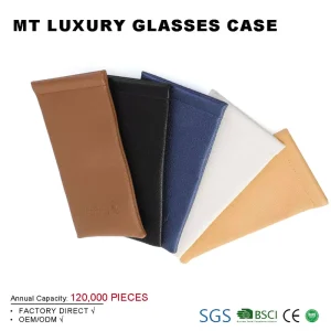 Custom Soft PU Leather Simple Eyewear Storage Pouch with Printing for Sunglasses and Glasses and Self Spring Design