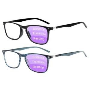 Custom Square Anti-Blue Light Progressive Multifocal Reading Glasses for Presbyopia