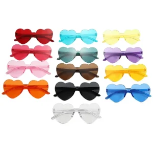 Customizable Ladies Promotion Price Sunglasses UV400 Pink Heart Sun Glasses Candy Colored One Piece Sunglasses