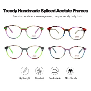 Customizable Multitone Layered Acetate Round Eyewear Universal Fit Hand Polished Marbled Texture Factory Direct