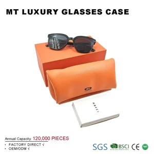 Customizable PU Leather Eyeglasses Soft Case and Sunglasses Bag with Metal Logo