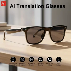 Customized System AI Smart Glasses Real Time Translation 150+ Languages IP65 Waterproof 5 Hour Battery Audio Eyewear for Smart