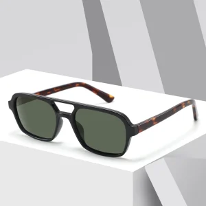 Customized UV400 Unisex Double-Bridge Sunglasses Coffee