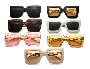 Customized Vintage Metal Chain Oversized PC Frame Square Sunglasses for Women and Men