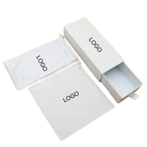 Customized White and Black Eyeglass Case Packaging Set