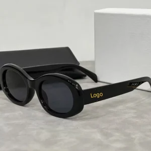 Customized logo Vintage Full Frame Oval Shades Sunglasses for Women UV 400 Trendy Luxury Brand Designer Sunglasses