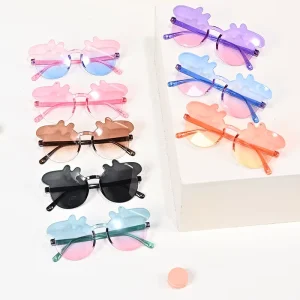 Cute Cartoon Animal Frameless Rimless Gradient Lenses Sunglasses Travel Glasses for Kids Stylish Eyewear for Boys and Girls Gift