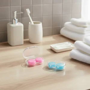 Cute Pocket Mini Contact Lens Case Travel Mirror Container 5 Colors case Eye Lens Contact Lenses Packaging Case