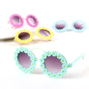 Cute Sun Flower Children’s Sun Glasses Baby Comfortable Bright Round Frame Flower Petal Kids Sunglasses