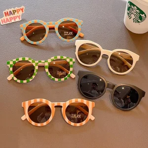 Cute Unisex Children’s Sunglasses Gradient Lenses Fashionable UV Protection Available Orange White Green Frames Made PC Material