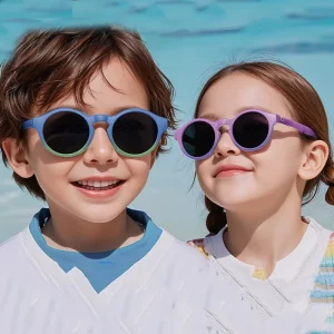 DAMAI 3 12 Year Old Round Full Rim Folding TR Polarized Gradient Outdoor UV Protection Sunglasses Sunshade KB688