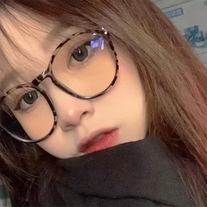 DL Glasses Rice Nail Circular Eyeglass Frame Flat Clear Lens Optical Glasses Frame Vintage Eyewear