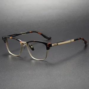 DTX132 Square Titanium Optical Eyeglass Frames Classic Tortoise