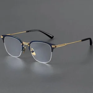 DTX424 Titanium Half-Frame Square Eyeglasses Ultralight Business Eyewear for Men and Women