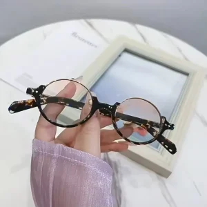 Dark Brown Round UV400 Oversized Half-Frame Sunglasses