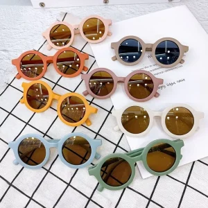 De Sol Gafas New Design Cute Round Little Girls Boys Toddler Baby Sunglasses Uv400 Matt Frame Kids Fashion Sunglasses