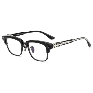 Designer Acetate Unisex Gray Rectangle Anti Blue Light Semi Rimless Reading Glasses Frame Good Quality Fashion Prescription Y2k