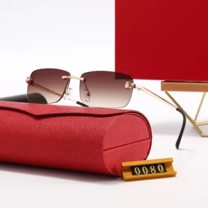 Designer Custom Logo Classic Rimless Square Car Sunglasses Women Men Italy Inspired Retro Luxury Sun Glasses Comes with a Box
