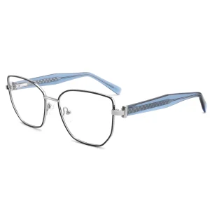 Designer Full Frame Vintage Metal Optical Eyeglass Frames with Solid Pattern