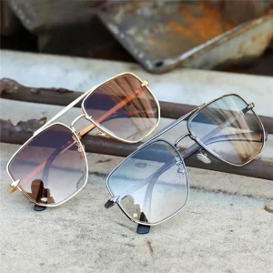 Designer Luxury Retro Sun Glasses Men’s Gradient Sunglasses Metal Square Polarized Sunglasses